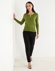 Oliver Black Long Sleeve Crew Neck Cardigan, Moss product photo View 03 S