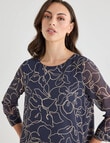 Oliver Black Double Layer Top, Outline Floral Pewter product photo