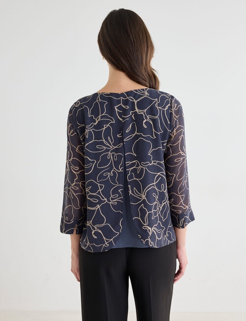 Oliver Black Double Layer Top, Outline Floral Pewter product photo View 02 L