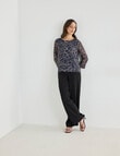 Oliver Black Double Layer Top, Outline Floral Pewter product photo View 03 S
