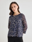 Oliver Black Double Layer Top, Outline Floral Pewter product photo View 04 S