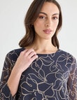 Oliver Black Double Layer Top, Outline Floral Pewter product photo View 05 S