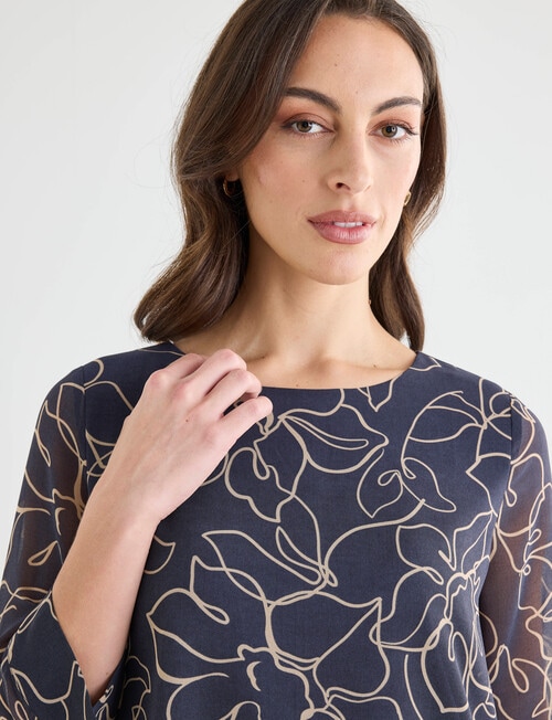 Oliver Black Double Layer Top, Outline Floral Pewter product photo View 05 L