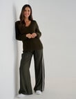 Whistle Fluffy Jumper V Neck, Olive Night product photo View 03 S