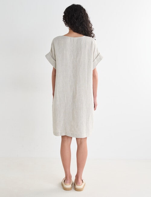 Zest Linen Turn Up Sleeve Dress, Mini Check Willow product photo View 02 L