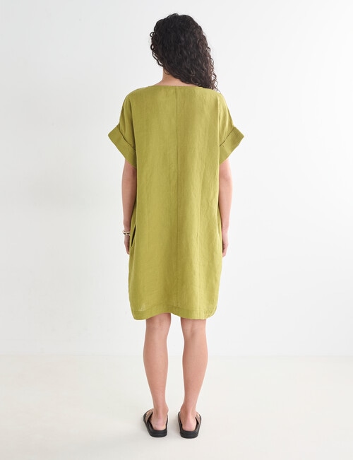 Zest Linen Turn Up Sleeve Dress, Willow product photo View 02 L