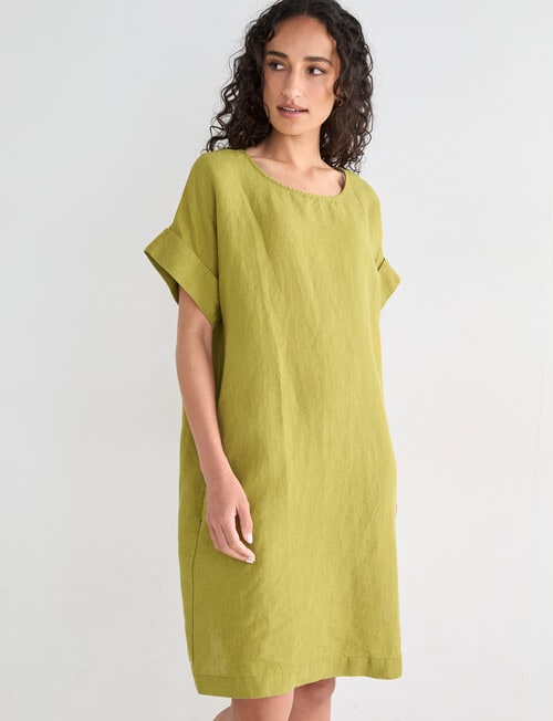 Zest Linen Turn Up Sleeve Dress, Willow product photo View 05 L