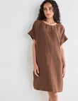 Zest Linen Turn Up Sleeve Dress, Chocolate X Dye product photo