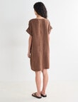 Zest Linen Turn Up Sleeve Dress, Chocolate X Dye product photo View 02 S