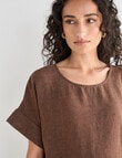 Zest Linen Turn Up Sleeve Dress, Chocolate X Dye product photo View 04 S