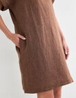 Zest Linen Turn Up Sleeve Dress, Chocolate X Dye product photo View 07 S