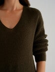 Whistle Fluffy Jumper V Neck, Olive Night product photo View 05 S