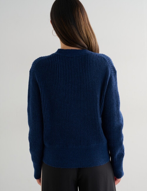Whistle Rib Cardigan, Indigo product photo View 02 L