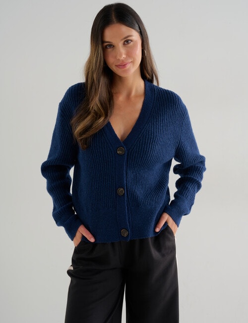 Whistle Rib Cardigan, Indigo product photo View 04 L