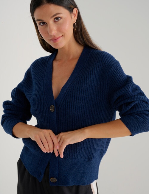 Whistle Rib Cardigan, Indigo product photo View 05 L