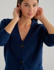 Whistle Rib Cardigan, Indigo product photo