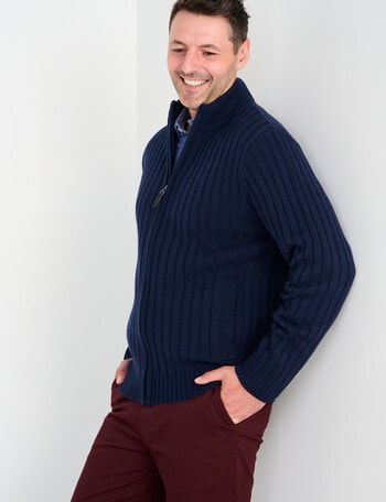 Chisel Knitwear Zip Thru Jumper, Navy Marle product photo