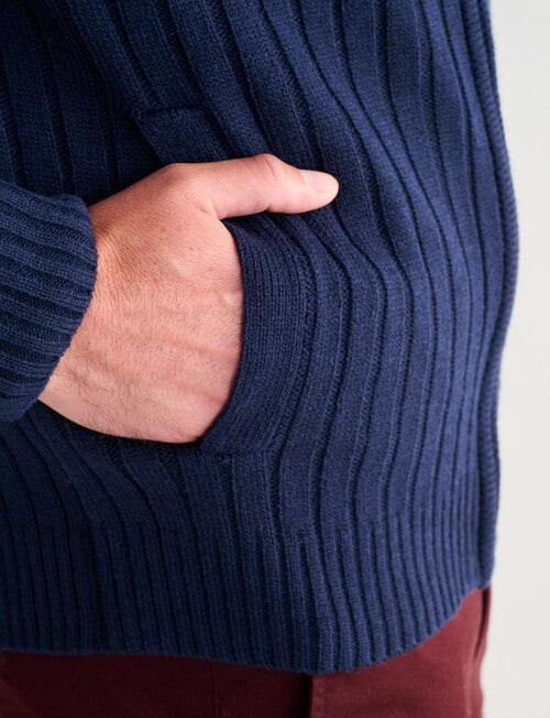 Chisel Knitwear Zip Thru Jumper, Navy Marle product photo View 06 L