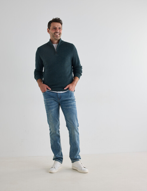 Chisel Textured 1/4 Zip Sweater, Teal Marle product photo View 03 L