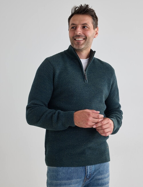 Chisel Textured 1/4 Zip Sweater, Teal Marle product photo View 04 L