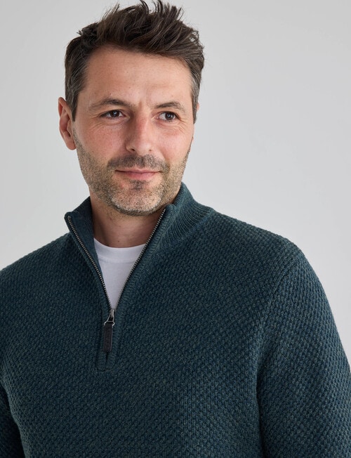 Chisel Textured 1/4 Zip Sweater, Teal Marle product photo View 05 L