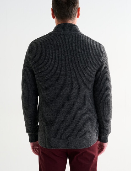 Chisel Rib 1/4 Zip Sweater, Charcoal Marle product photo View 02 L