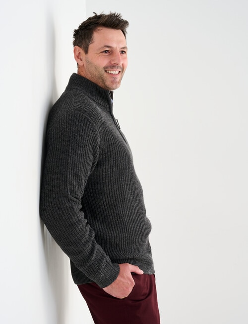 Chisel Rib 1/4 Zip Sweater, Charcoal Marle product photo View 05 L