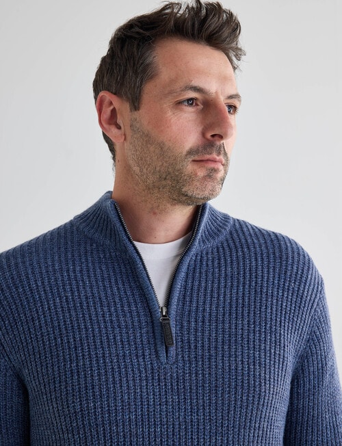 Chisel Rib 1/4 Zip Sweater, Blue Marle product photo View 04 L