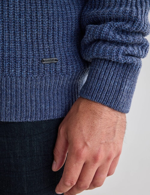Chisel Rib 1/4 Zip Sweater, Blue Marle product photo View 05 L