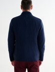 Chisel Knitwear Zip Thru Jumper, Navy Marle product photo View 02 S