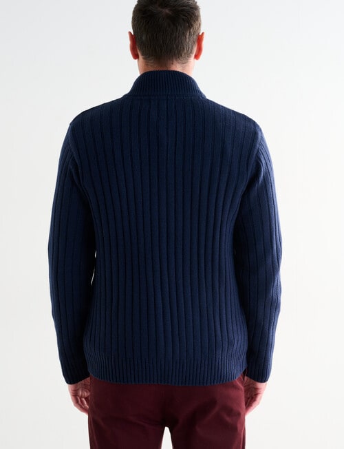 Chisel Knitwear Zip Thru Jumper, Navy Marle product photo View 02 L