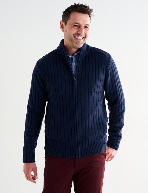 Chisel Knitwear Zip Thru Jumper, Navy Marle product photo View 04 L