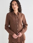 Zest Essential Linen Long Sleeve Shirt, Chocolate X Dye product photo View 05 S
