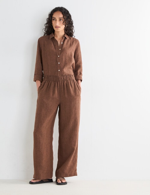 Zest Essential Linen Long Sleeve Shirt, Chocolate X Dye product photo View 08 L