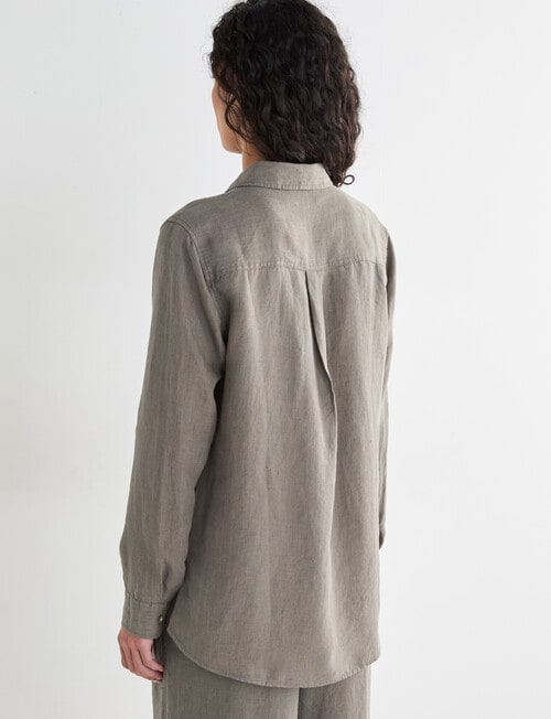 Zest Essential Linen Long Sleeve Shirt, Teak X Dye product photo View 02 L