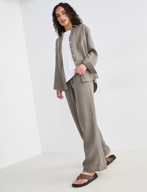 Zest Essential Linen Long Sleeve Shirt, Teak X Dye product photo View 03 L