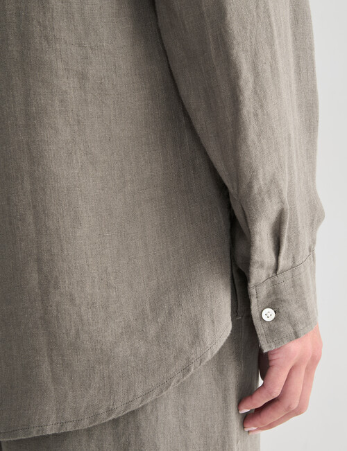 Zest Essential Linen Long Sleeve Shirt, Teak X Dye product photo View 08 L