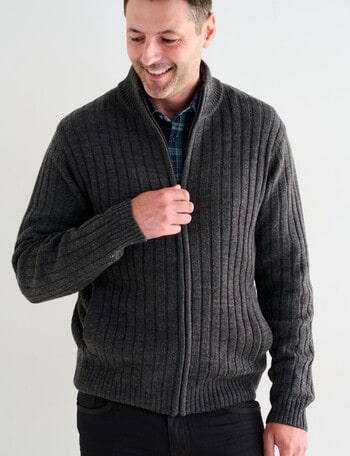 Chisel Knitwear Zip Thru Jumper, Charcoal Marle product photo