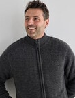 Chisel Knitwear Marle Sherpa Lined Zip Thru Jumper, Charcoal Marle product photo