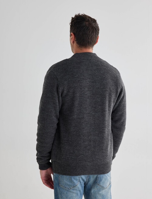 Chisel Knitwear Marle Sherpa Lined Zip Thru Jumper, Charcoal Marle product photo View 02 L