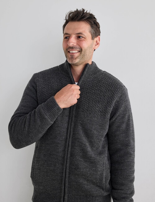 Chisel Knitwear Marle Sherpa Lined Zip Thru Jumper, Charcoal Marle product photo View 05 L