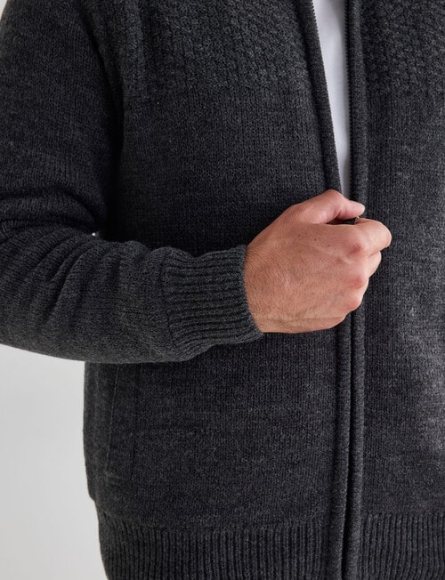 Chisel Knitwear Marle Sherpa Lined Zip Thru Jumper, Charcoal Marle product photo View 06 L