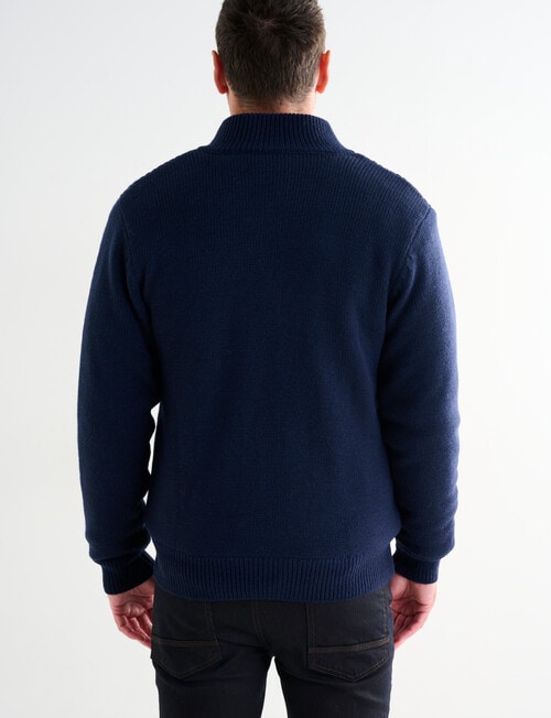 Chisel Knitwear Marle Sherpa Lined Zip Thru Jumper, Navy Marle product photo View 02 L