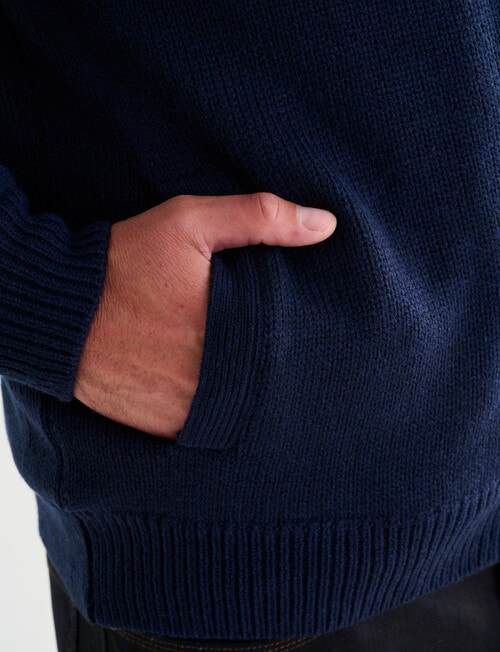 Chisel Knitwear Marle Sherpa Lined Zip Thru Jumper, Navy Marle product photo View 05 L