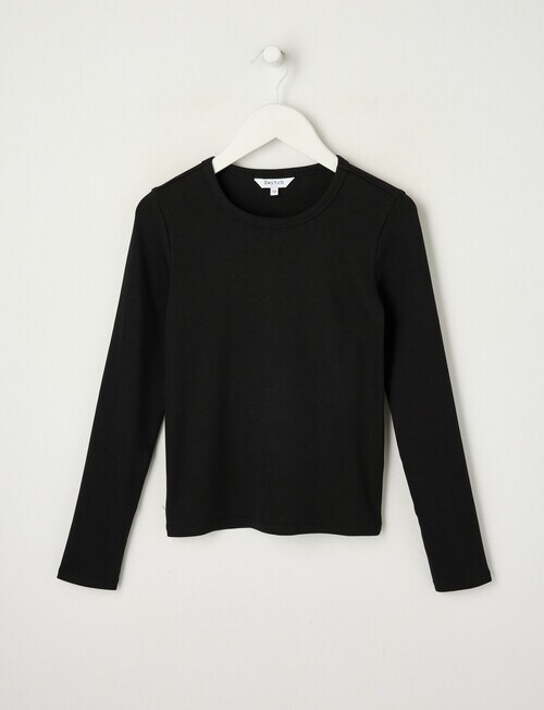 Switch Emma Long Sleeve Rib Tee, Black - Tops