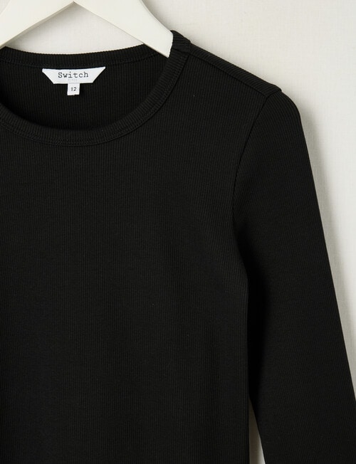 Switch Emma Long Sleeve Rib Tee, Black product photo View 02 L