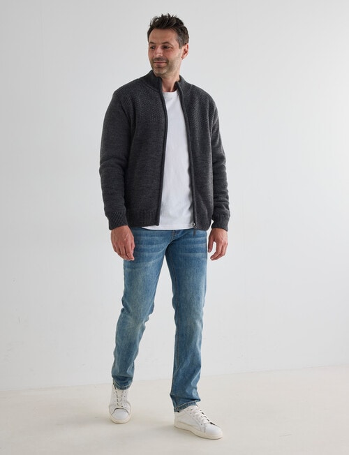 Chisel Knitwear Marle Sherpa Lined Zip Thru Jumper, Charcoal Marle product photo View 03 L