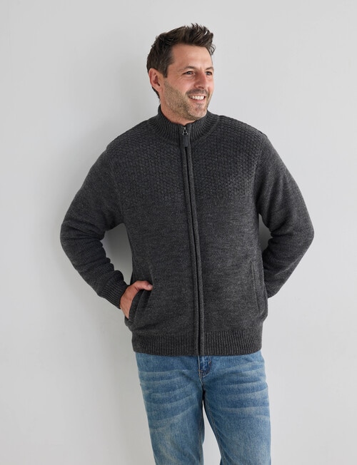 Chisel Knitwear Marle Sherpa Lined Zip Thru Jumper, Charcoal Marle product photo View 04 L