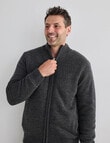 Chisel Knitwear Marle Sherpa Lined Zip Thru Jumper, Charcoal Marle product photo View 05 S
