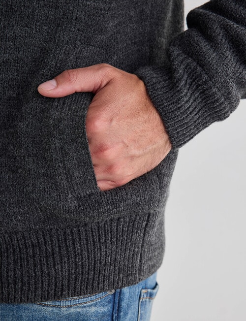 Chisel Knitwear Marle Sherpa Lined Zip Thru Jumper, Charcoal Marle product photo View 07 L